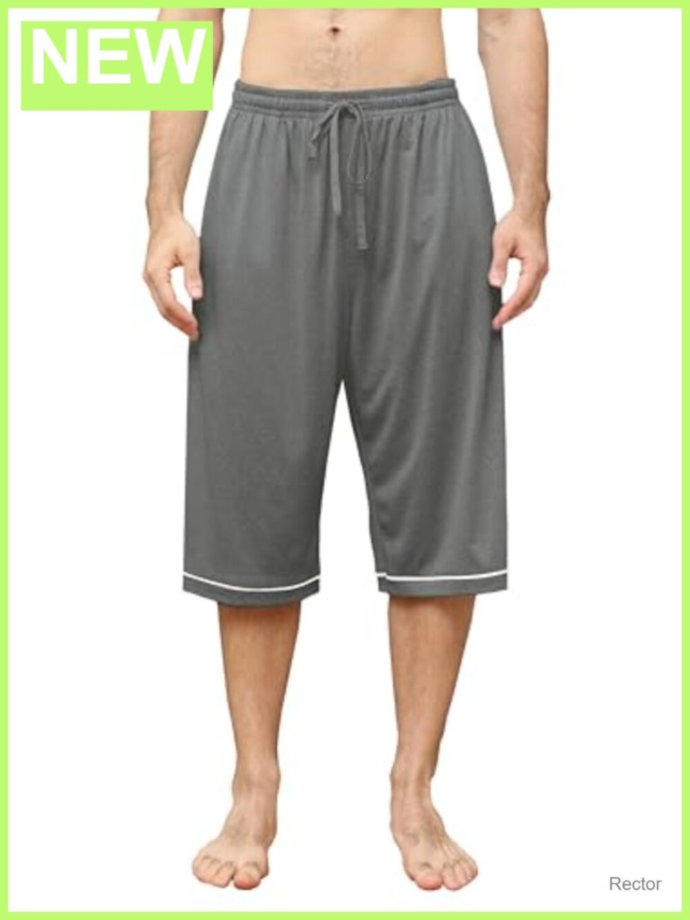 Soft Modal Men's Capri Pajama Pants with Pockets, Drawstring Waist, Lounge